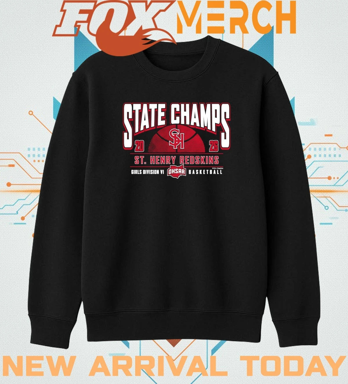 St. Henry Redskins 2026 OHSAA Girls Basketball D6 State Champions t-shirt