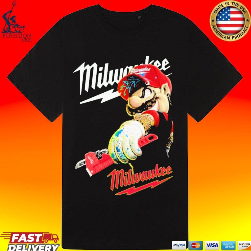 Super Mario And Milwaukee Logo T-shirt