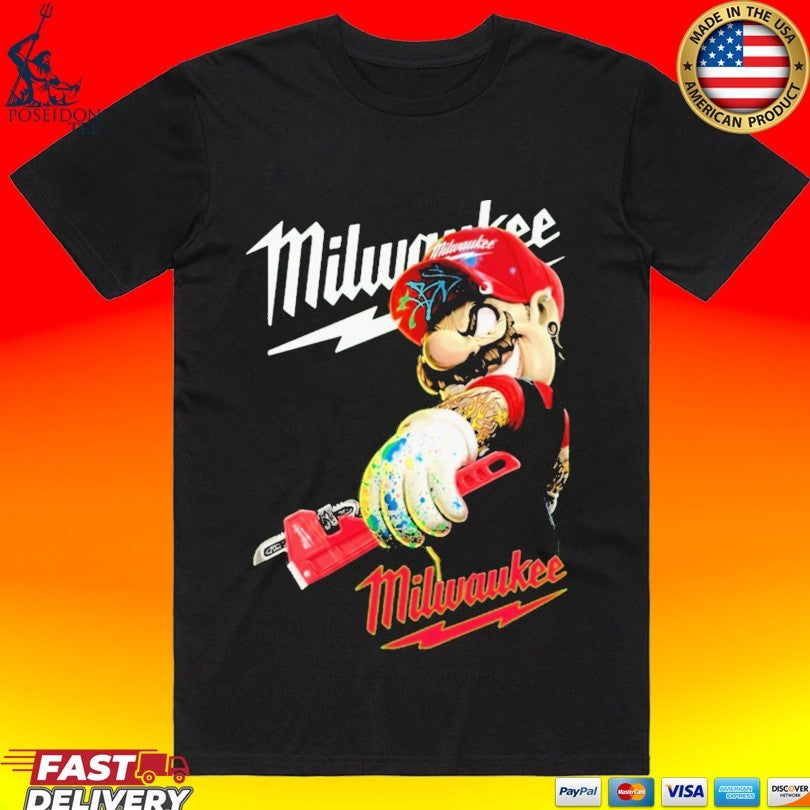 Super Mario And Milwaukee Logo T-shirt