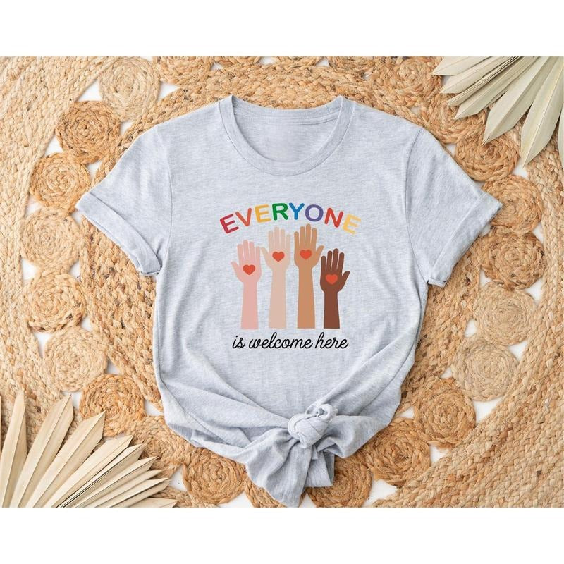 teacher shirt everyone is welcome here Shirt, inclusion and equality t shirt, Women t shirt, trendy t shirt, inclusion...