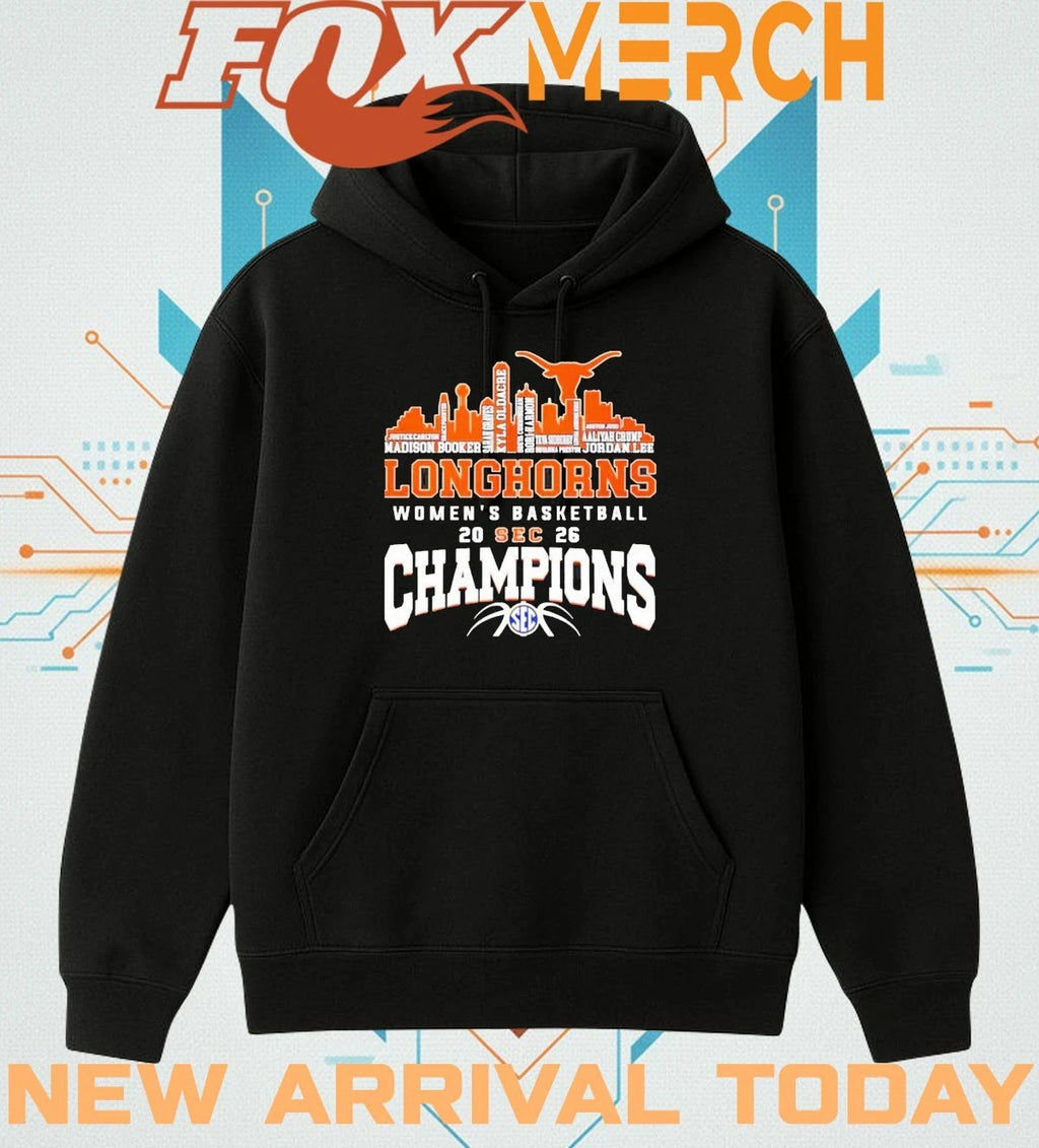 Texas Longhorns Women’s Basketball Champions 2026 player name city skyline t-shirt