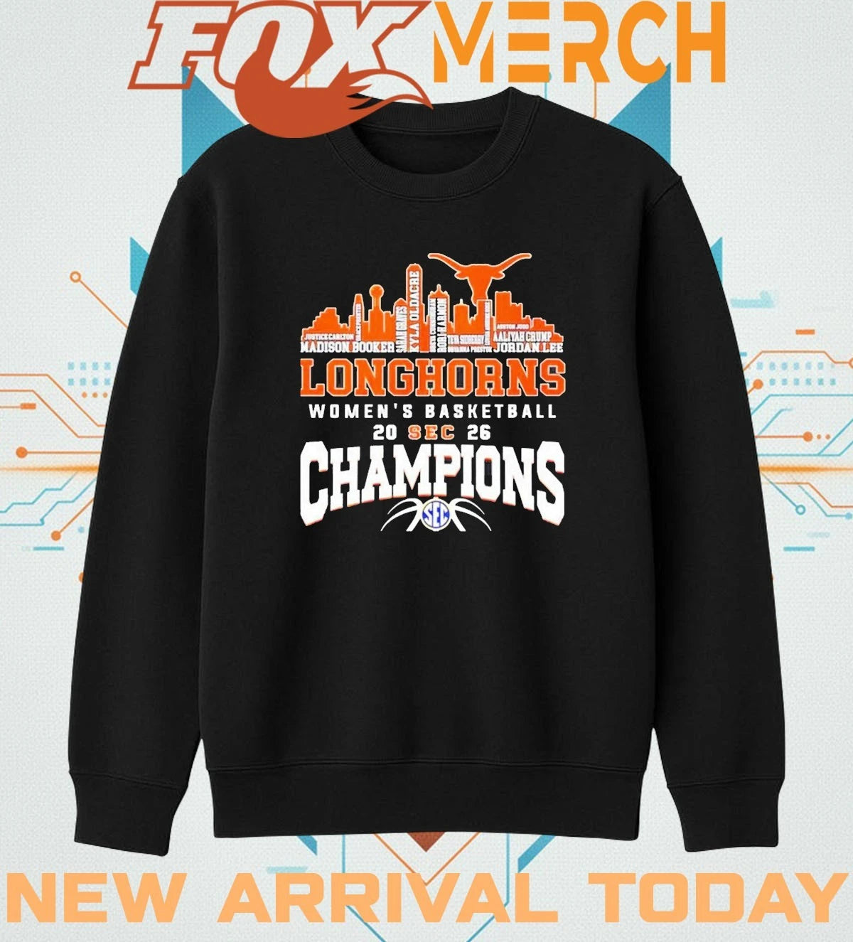Texas Longhorns Women’s Basketball Champions 2026 player name city skyline t-shirt