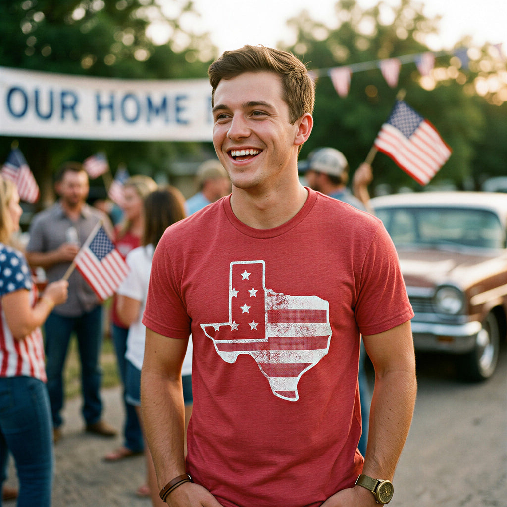 American Flag Texas Men's T Shirt