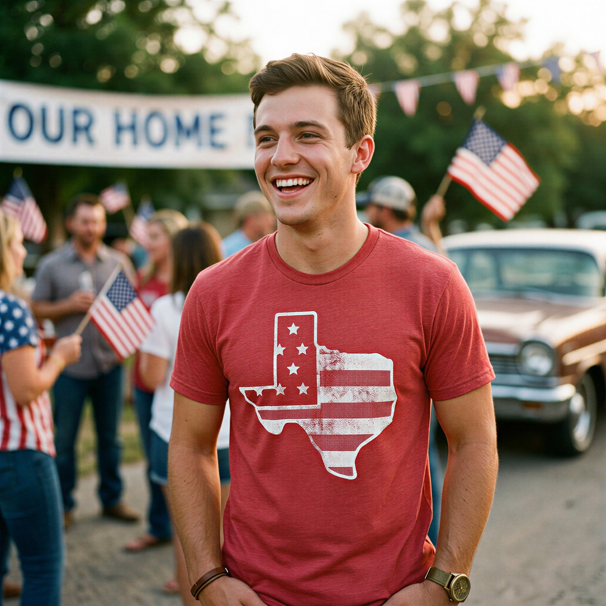 American Flag Texas Men's T Shirt