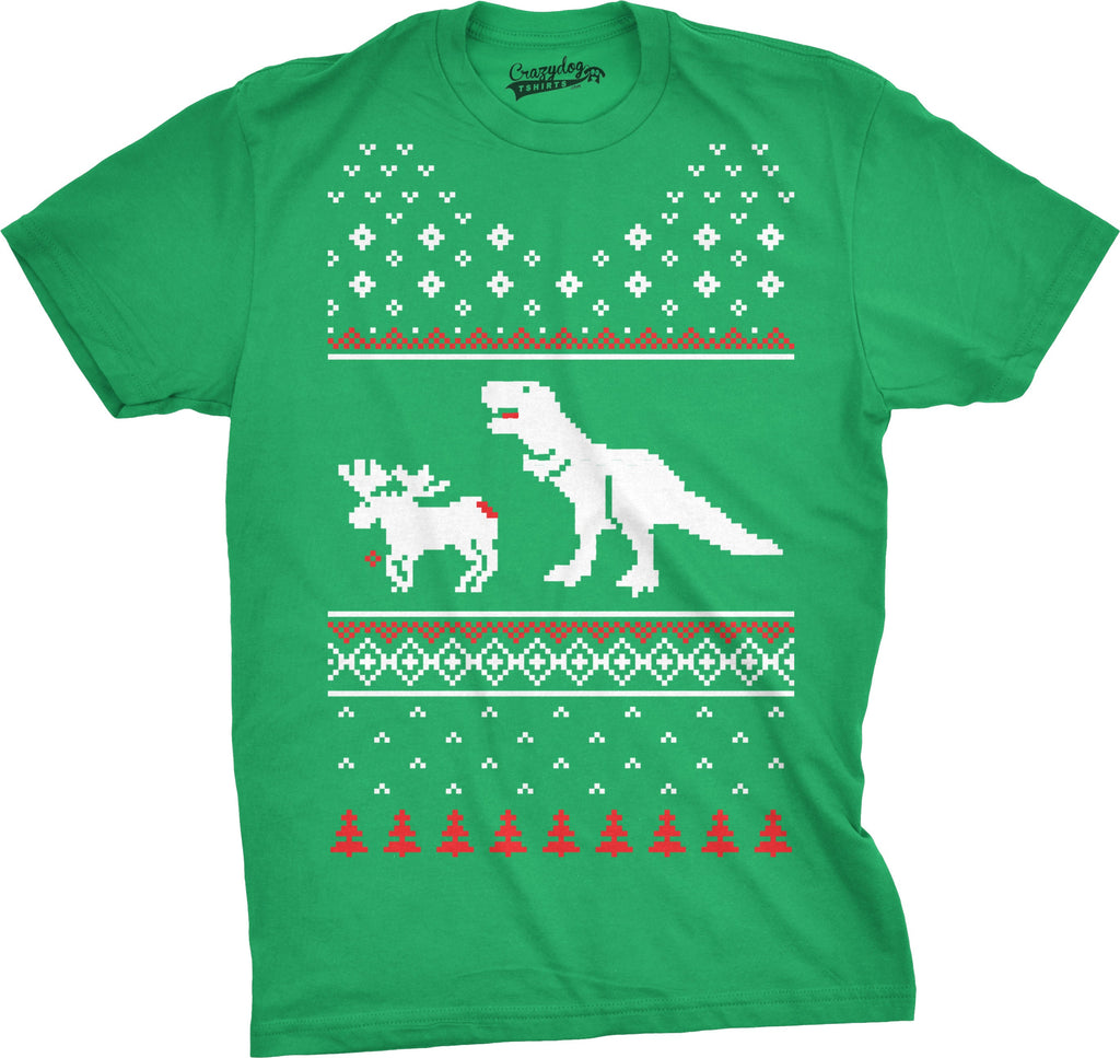 T-Rex Attack Ugly Christmas Sweater Men's T Shirt
