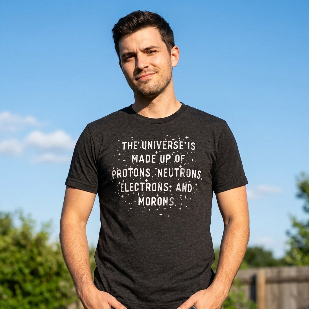 The Universe Is Made Up Of Protons Neutrons Electrons and Morons Men's T Shirt