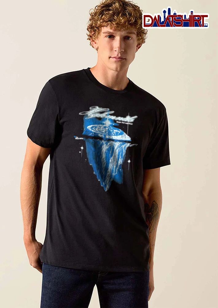Deeper Than Superficial blue iceberg floating dark background shirt
