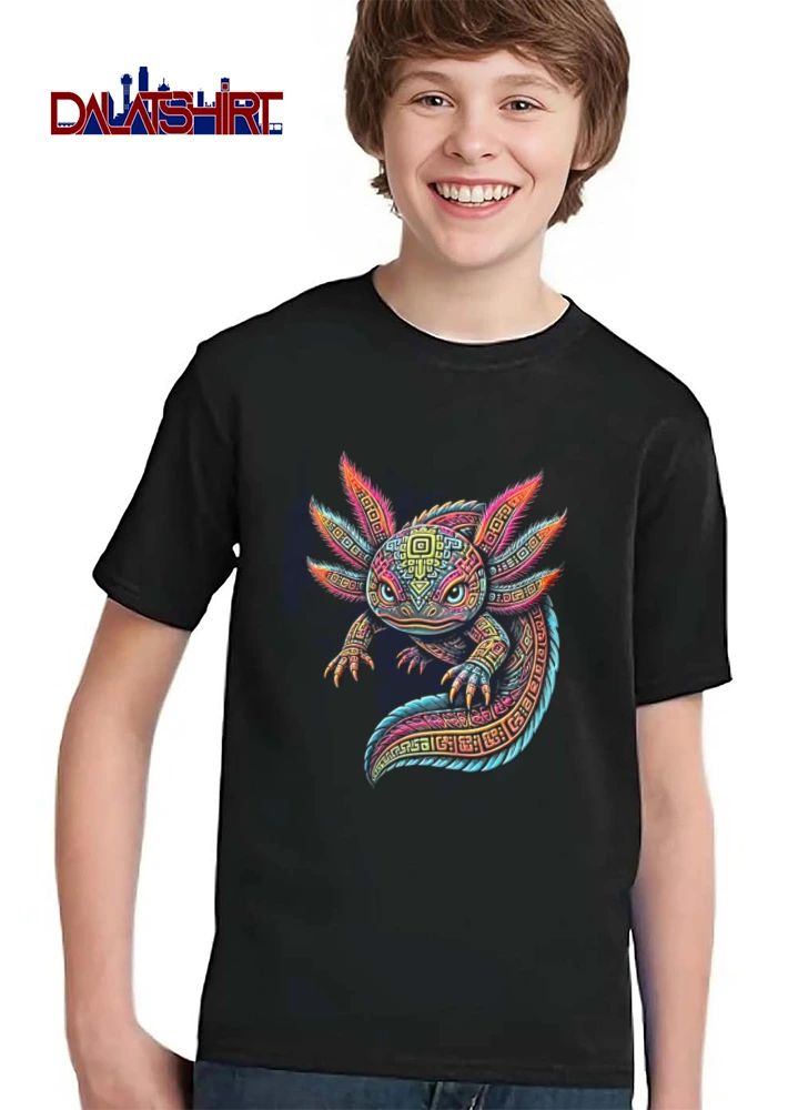 Colorful axolotl aztec pattern style shirt