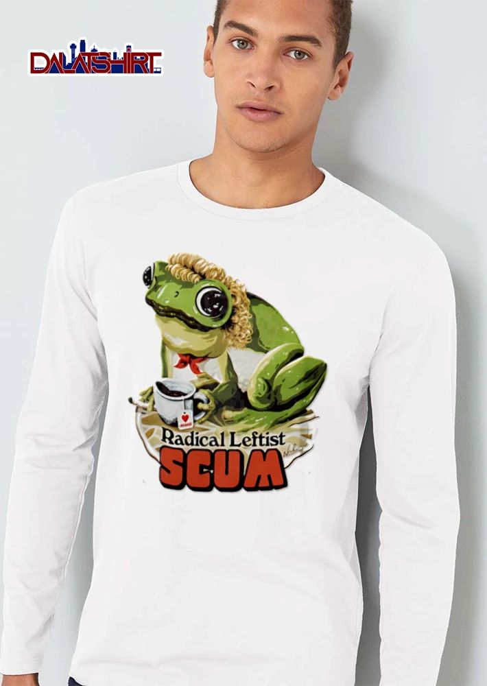 Radical Leftist Scum frog wearing blonde wig tea shirt