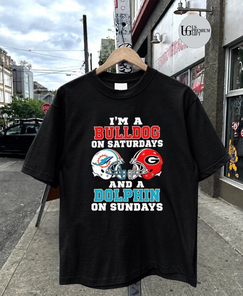I’m a Bulldog on Saturdays and a Miami Dolphins on Sundays helmet shirt