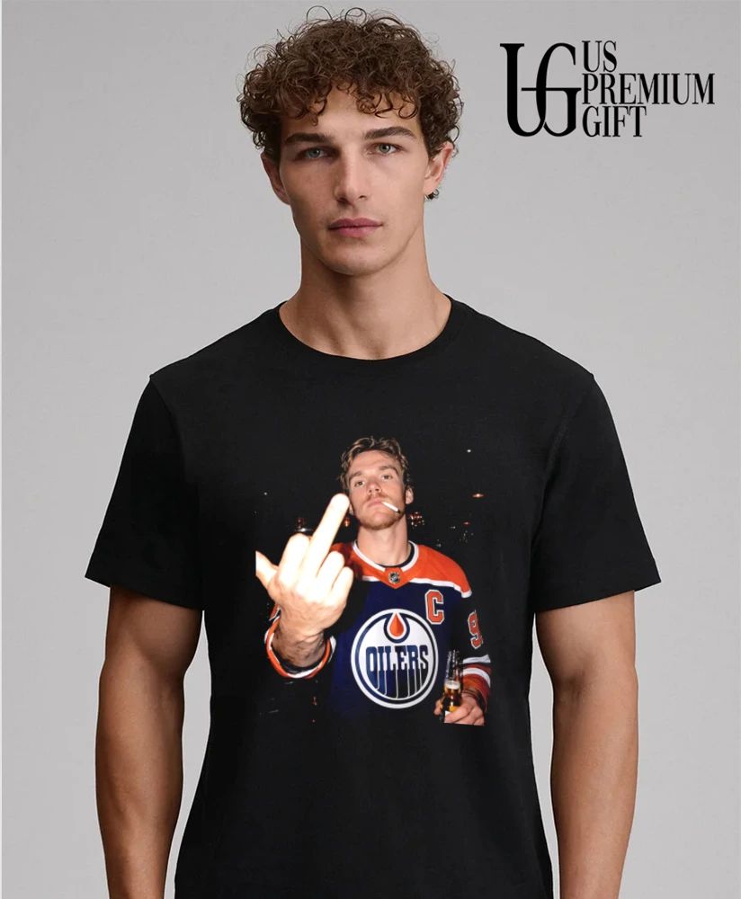 Connor McDavid Edmonton Oilers middle finger shirt