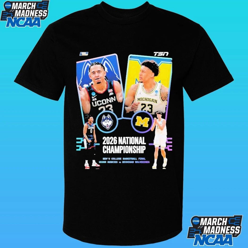 Uconn Huskies Vs Michigan Wolverines Men’s Basketball 2026 Ncaa National Championship Head To Head Shirt