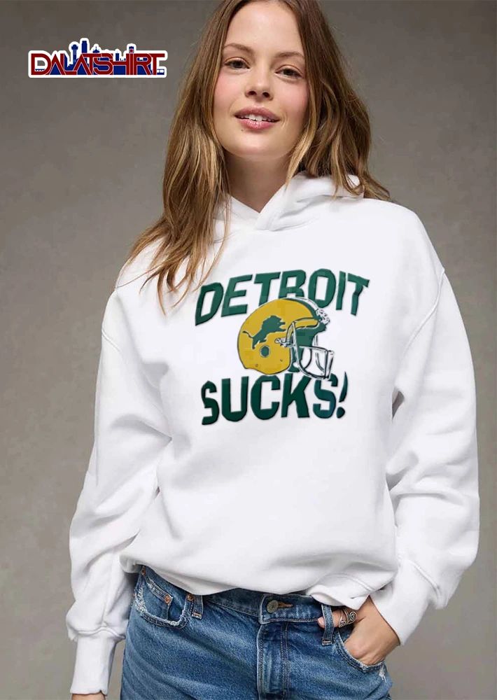 Detroit Sucks football helmet with lion logo shirt