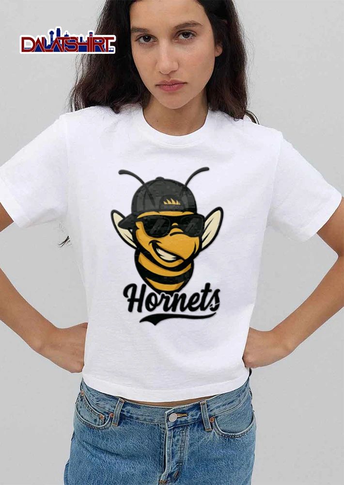 Charlotte Hornets cartoon bee wearing sunglasses cap shirt