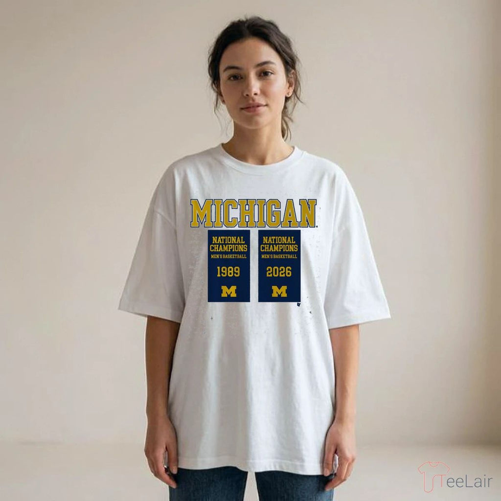 Michigan Wolverines MBB 2026 National Champions Banners T-Shirt