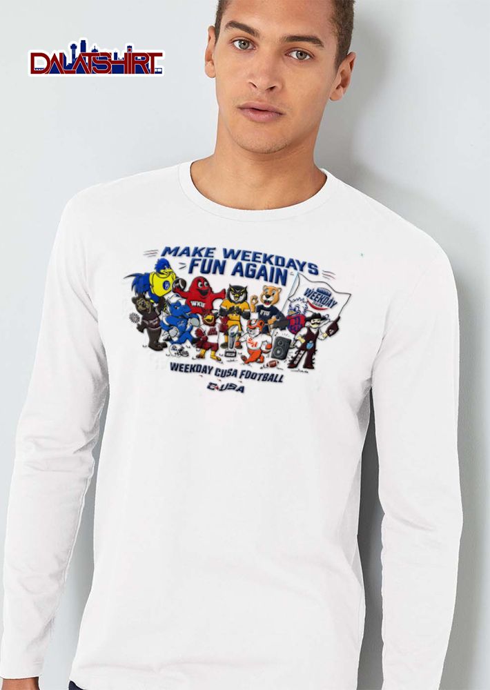 NCAA Conference USA Make Weekdays Fun Again Weekday Cusa Football Cartoon Team Mascots Trophy shirt