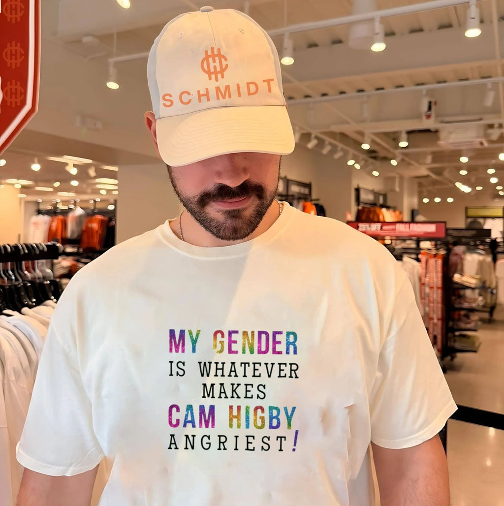 My gender is whatever makes cam higby angriest rainbow glitter funny shirt