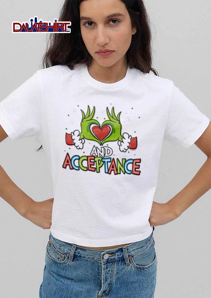 And Acceptance green furry hands forming heart shirt