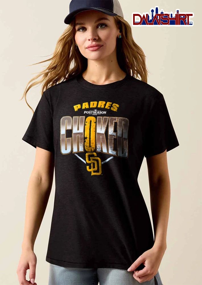 San Diego Padres Choked 2026 large bold text logo graphic shirt