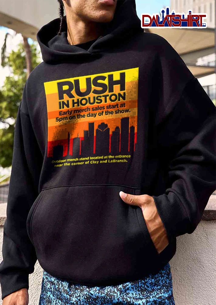 Rush 5 houston city skyline sunset shirt