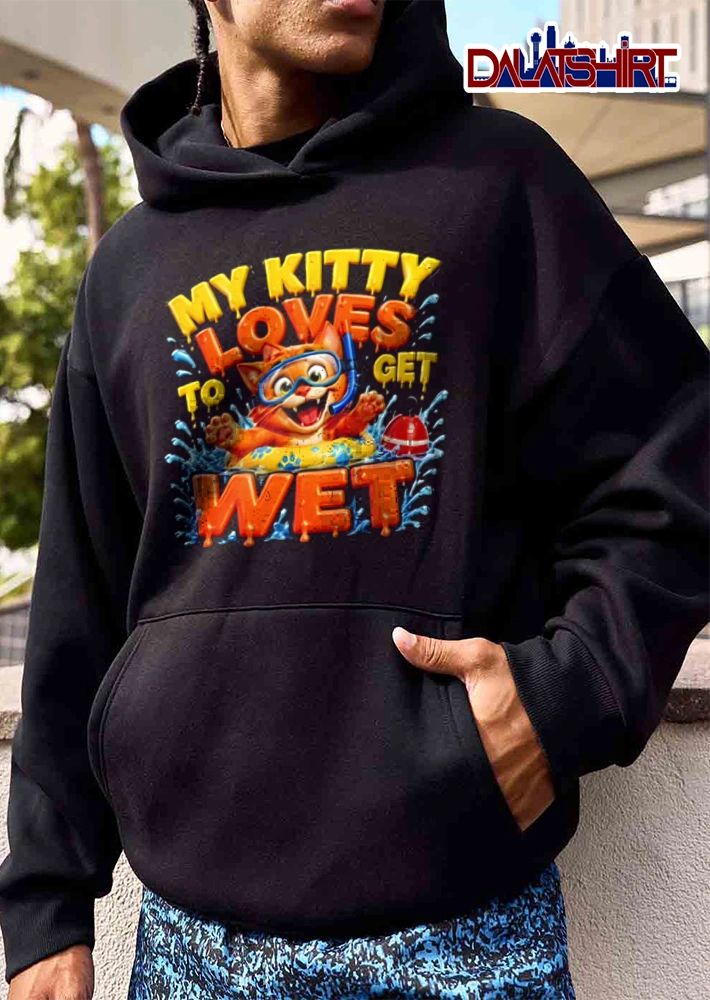 My Kitty Loves To Get Wet orange cat snorkel swimming ring shirt
