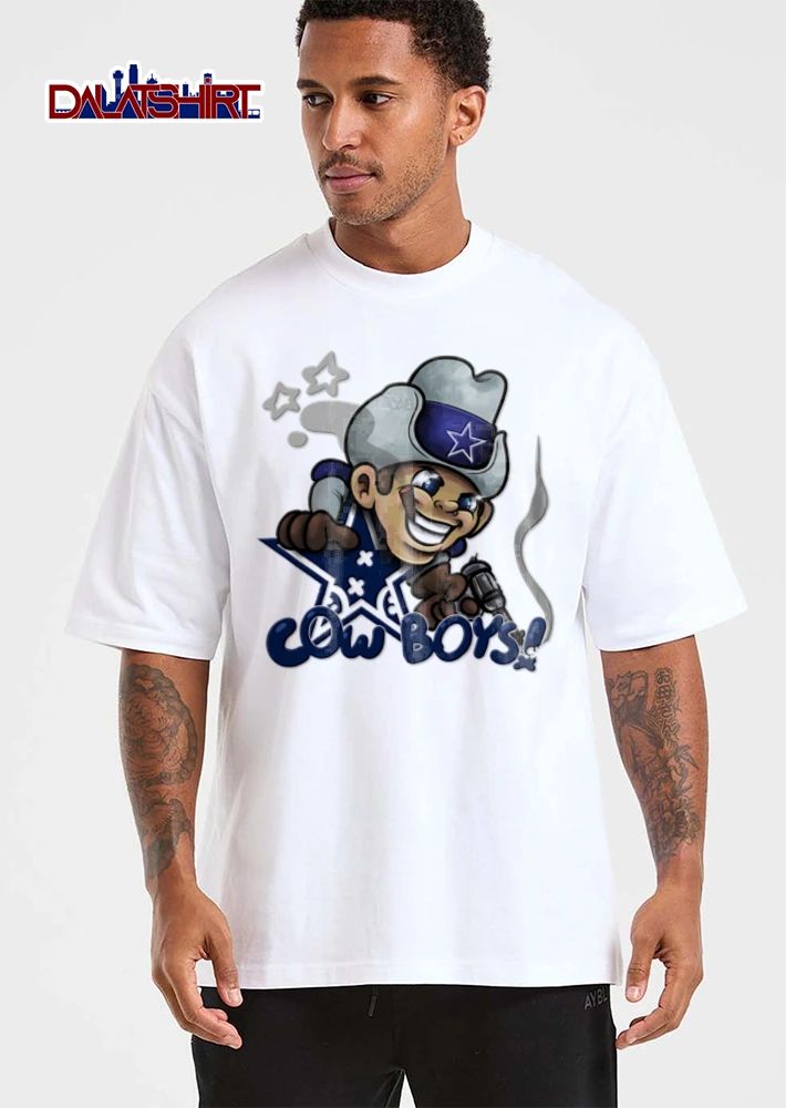 Dallas Cowboys Tyrus Wheat 59 cartoon cowboy holding revolver cigar shirt