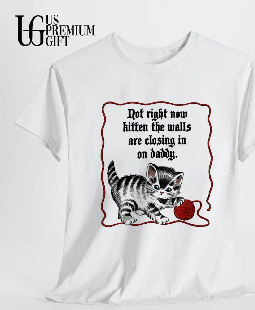 Cat not right now kitten the walls are closing in on Daddy shirt