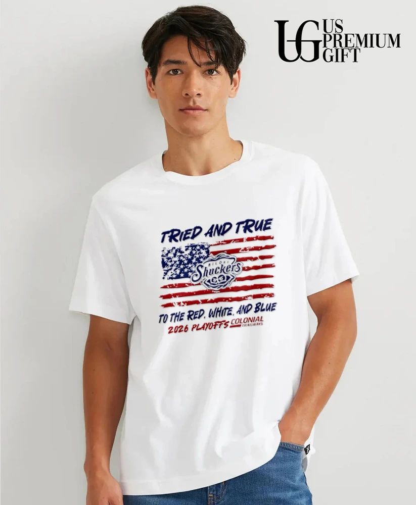 Biloxi Shuckers Minor League Baseball Tried and True to the Red White and Blue 2026 Playoffs shirt