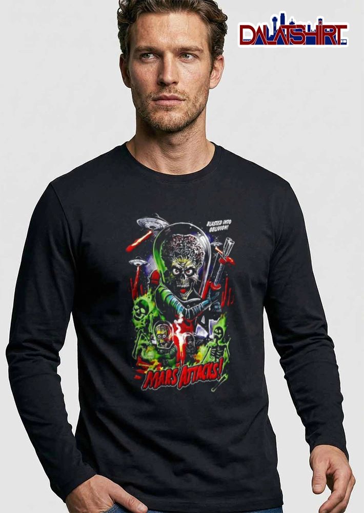 Mars Attacks Blasted Into Oblivion Mars Attacks alien martians holding ray guns skeletons shirt