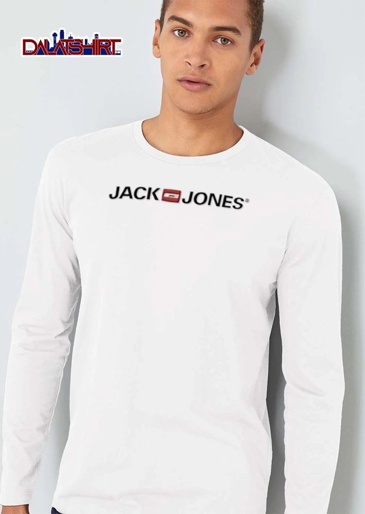Jack Jones brand logo text white background shirt