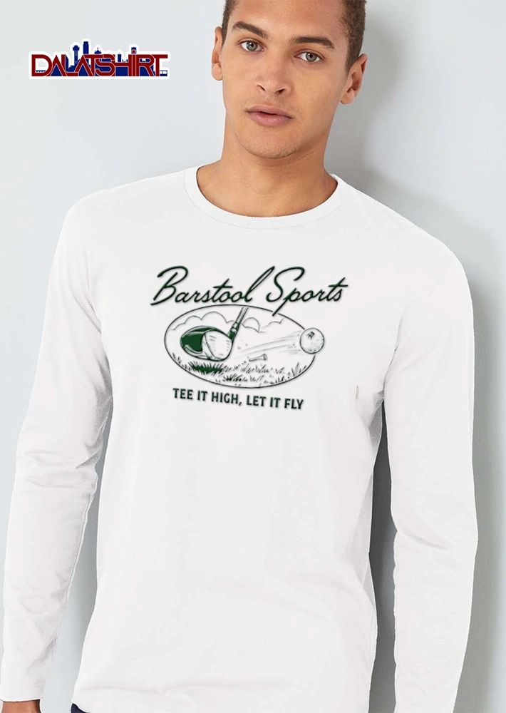 Barstool Sports Tee It High Let It Fly golf club hitting ball grass shirt