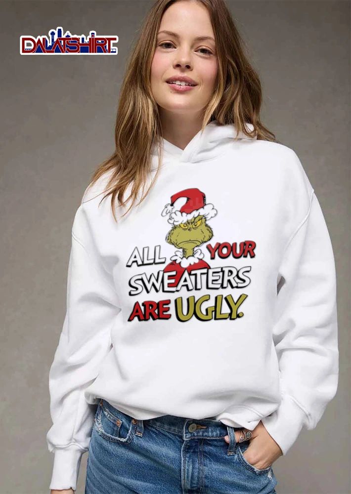 All Your Sweaters Are Ugly green furry creature Santa hat shirt