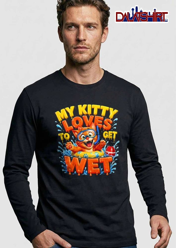 My Kitty Loves To Get Wet orange cat snorkel swimming ring shirt