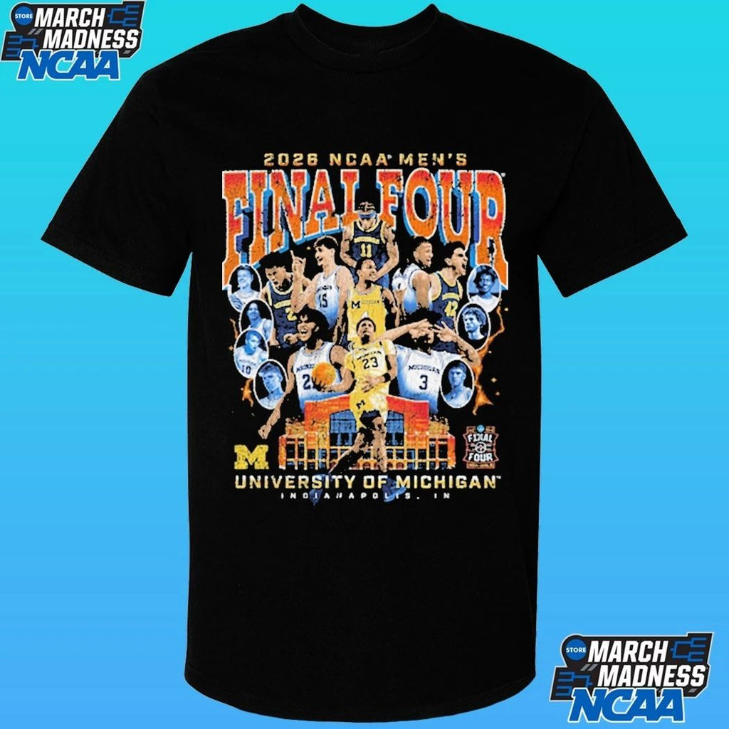Michigan Wolverines Men’s Basketball Campus Ink 2026 Final Four Team Shirt
