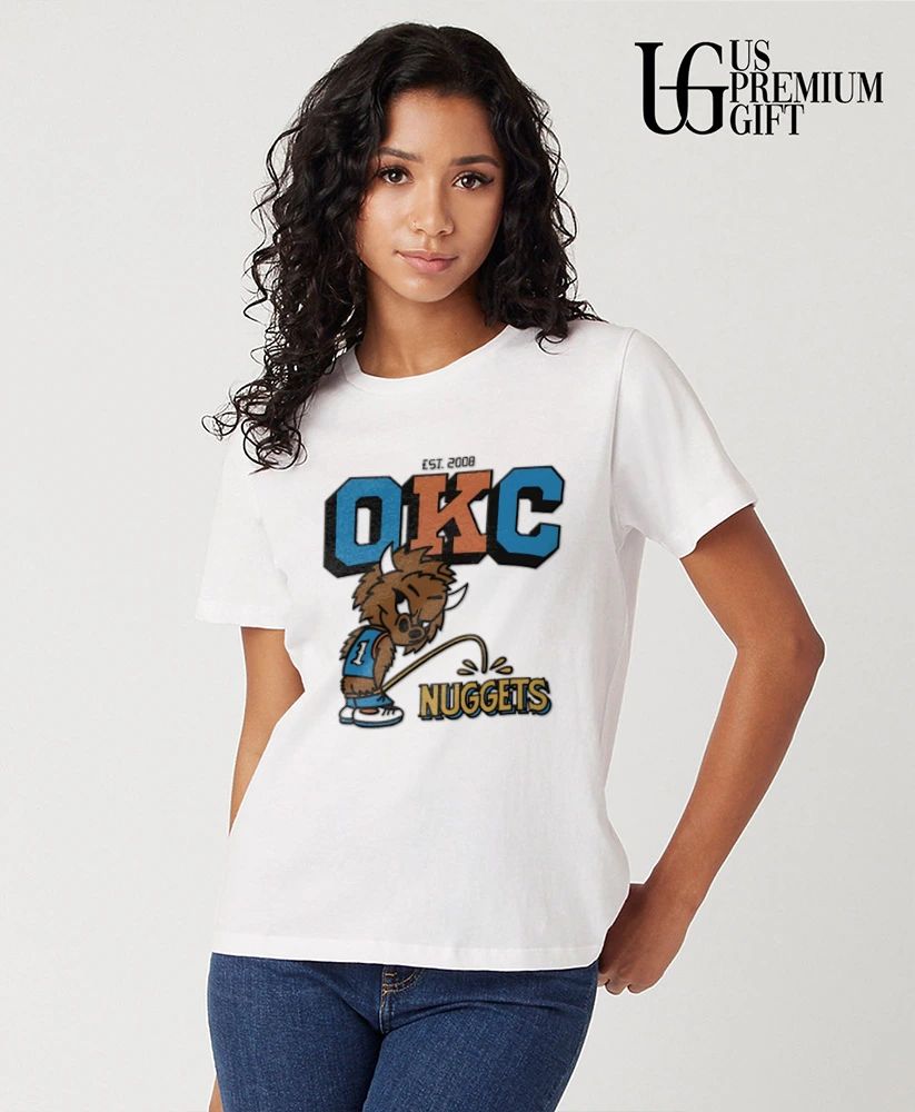 Rumble the Bison Oklahoma City Thunders peeing on Nuggets shirt