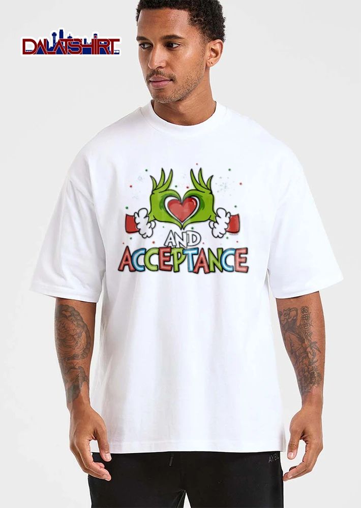 And Acceptance green furry hands forming heart shirt