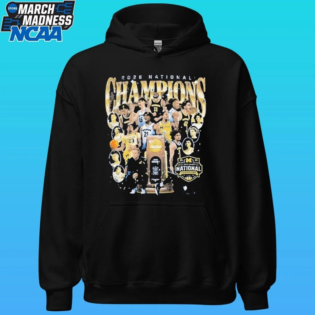 Michigan Wolverines Men’s Basketball Campus Ink 2026 National Championship Team Shirt