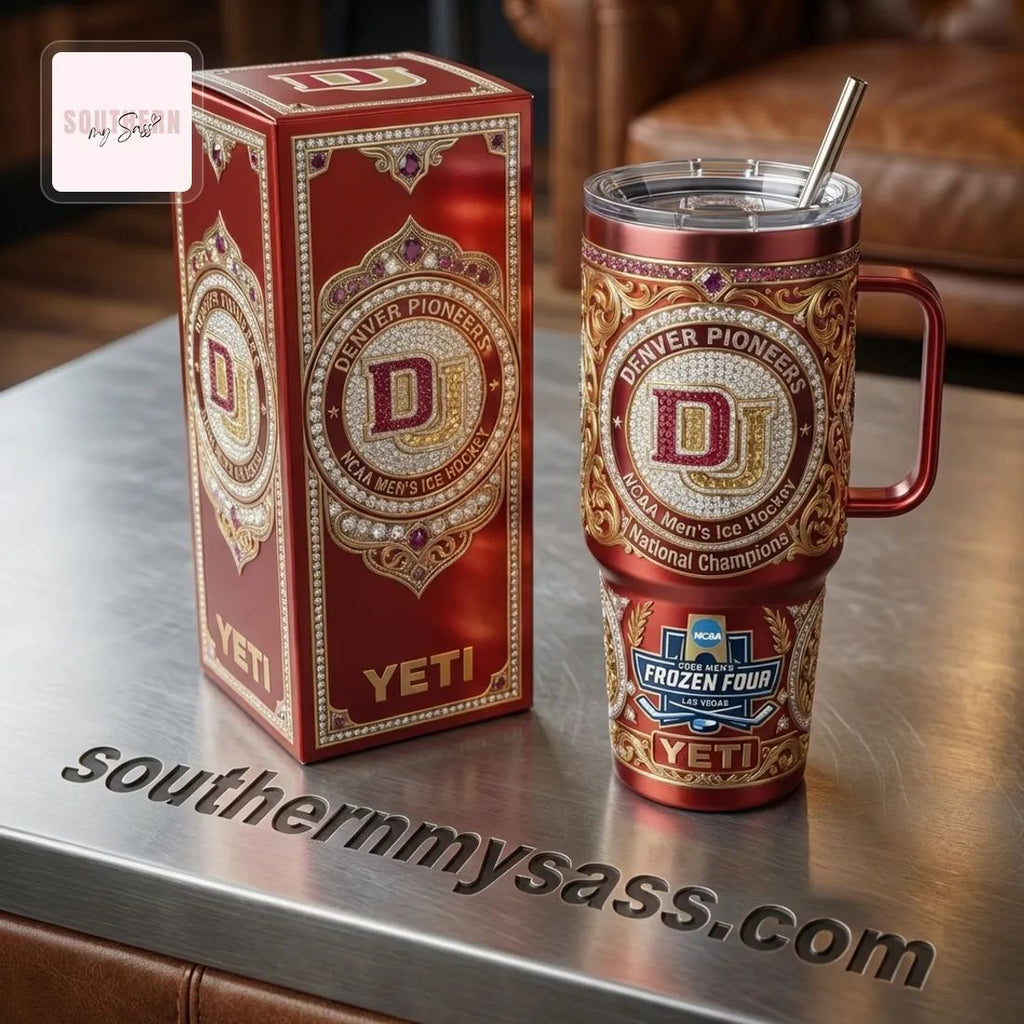 Denver Pioneers NCAA National Champions Diamond YETI Handled Tumbler