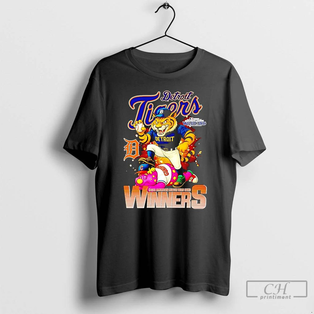 Classic Detroit Tigers 2025 American League Wild Card Winners Mascot T Shirts Hoodie Longsleeve