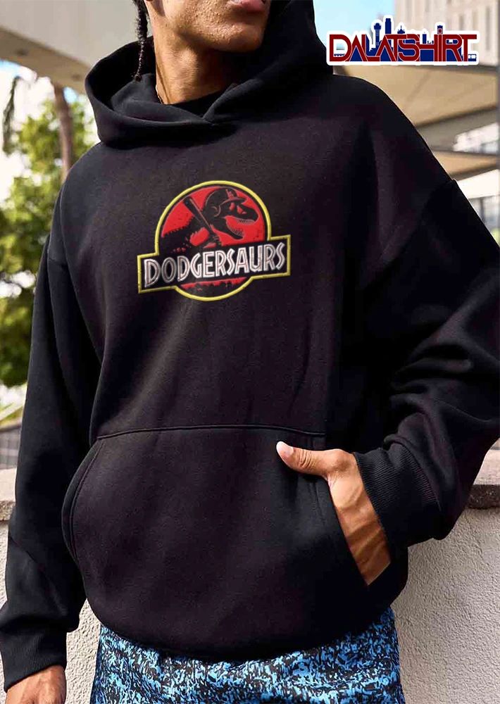Los Angeles Dodgers dinosaur skeleton wearing baseball cap shirt