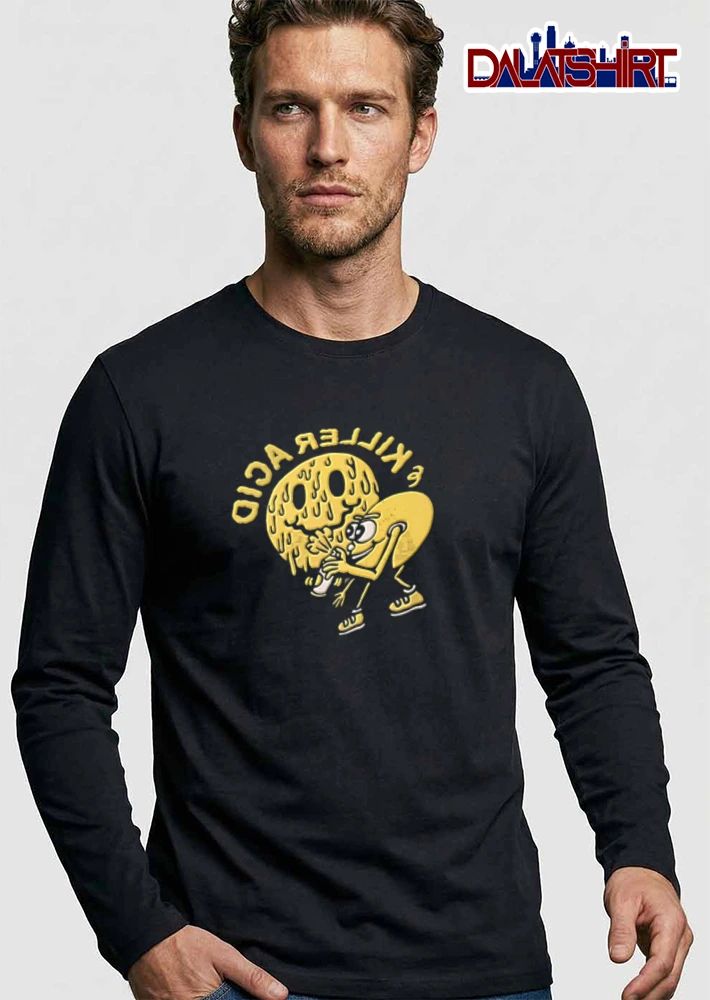 Killer Acid yellow melting smiley spray painting shirt