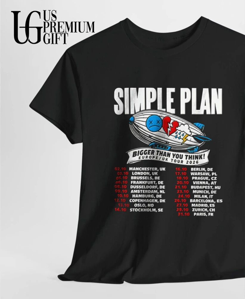 Simple Plan Bigger Than You Think Europe Uk Tour 2026 shirt