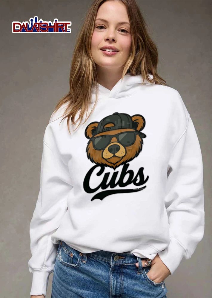 Chicago Cubs bear wearing sunglasses cap cartoon shirt