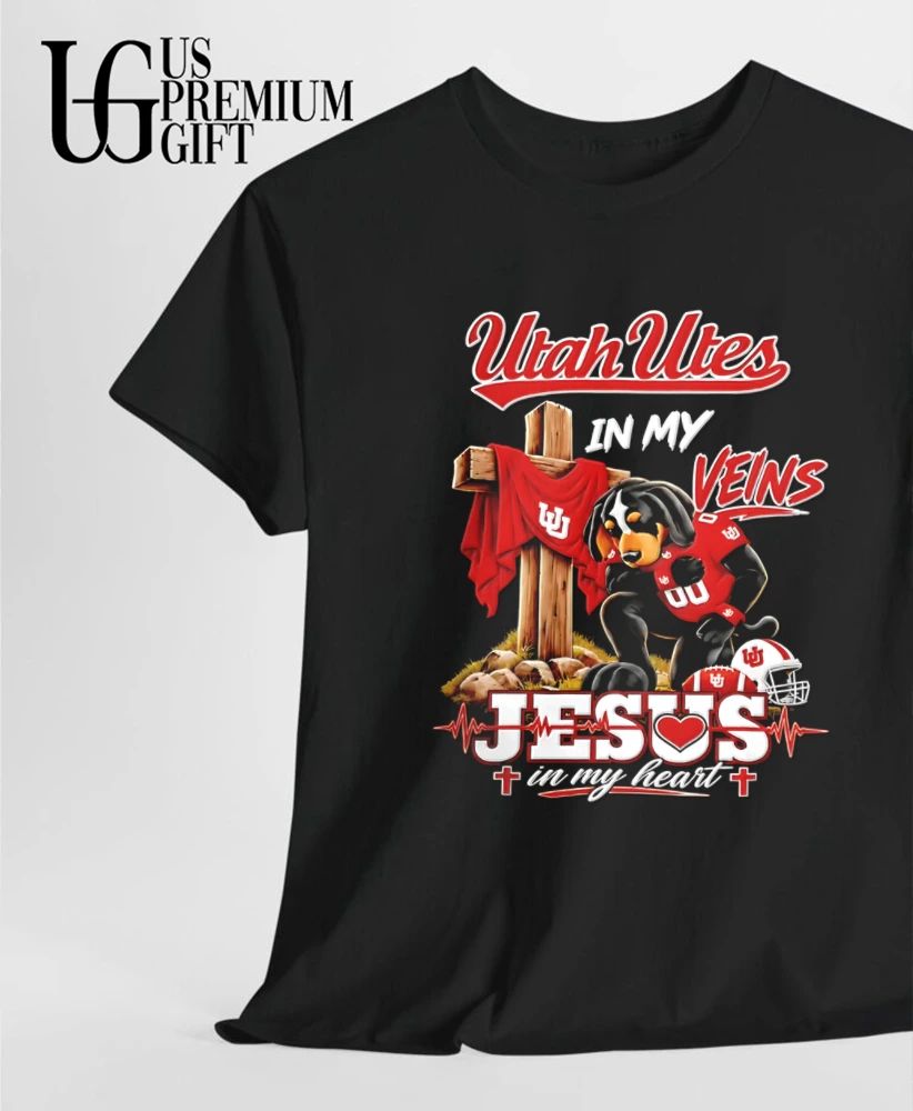 Utah Utes Dog In My Veins Jesus In My Heart Faith Football mascot shirt