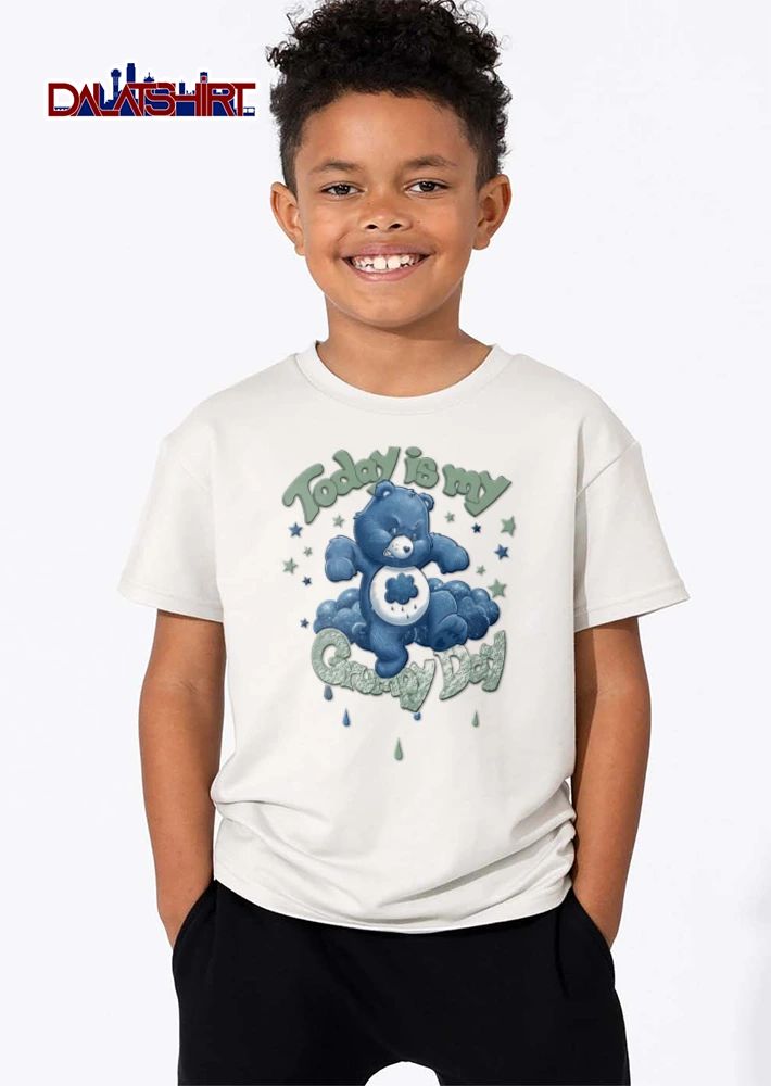 Cartoon Care Bears Today Is My Grumpy Day blue furry Bear storm cloud shirt