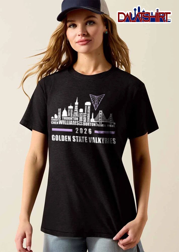 Golden State Valkyries Skyline Buildings Bridge Geometric Log shirt