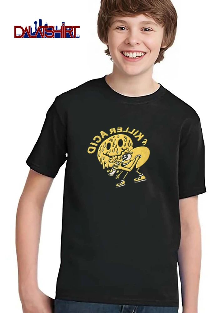 Killer Acid yellow melting smiley spray painting shirt