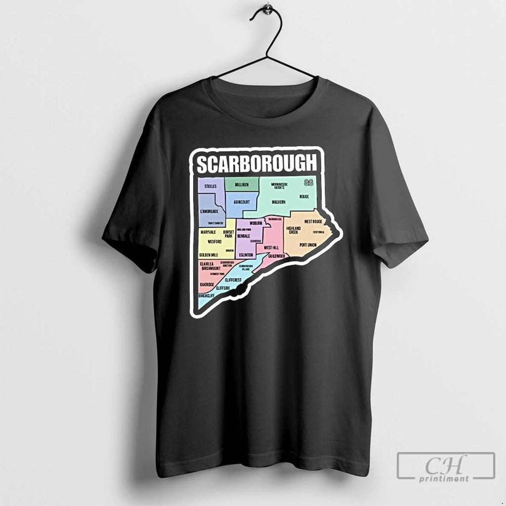 Classic Scarborough Map Mosaic Long Sleve T Shirts Hoodie Longsleeve