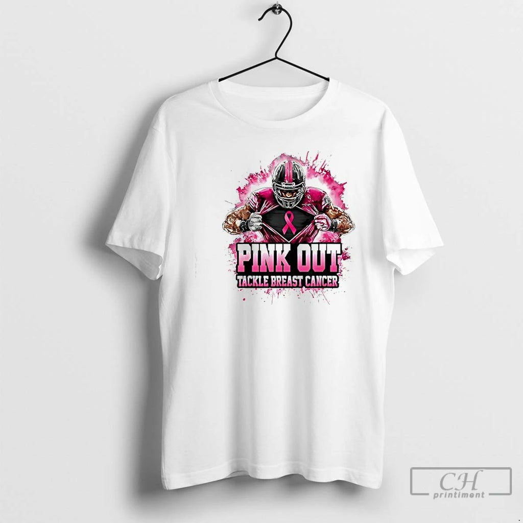 Football Pink Out Tackle Breast Cancer Awareness T Shirts