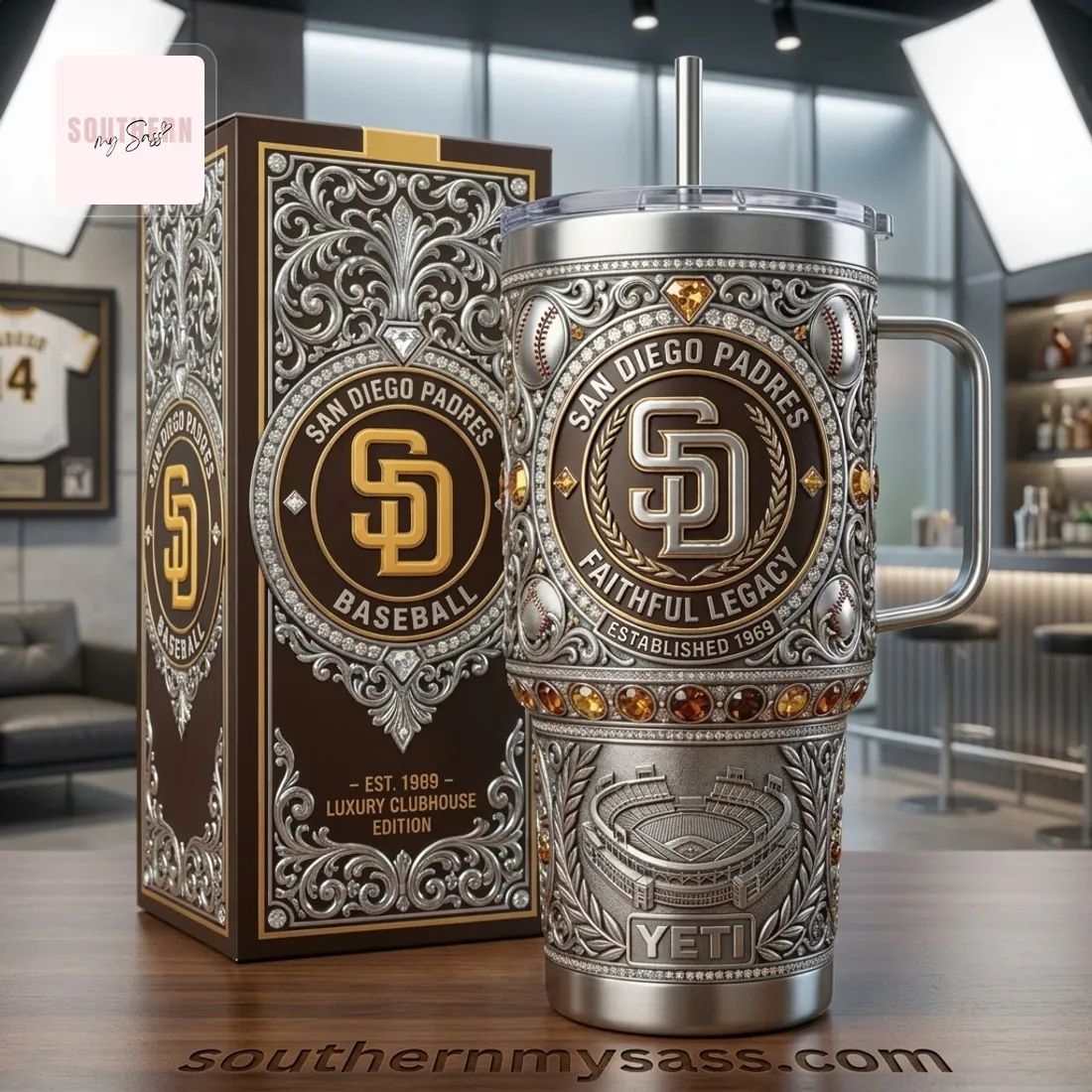 San Diego Padres Faithful Legacy Luxury 40 oz YETI Tumbler